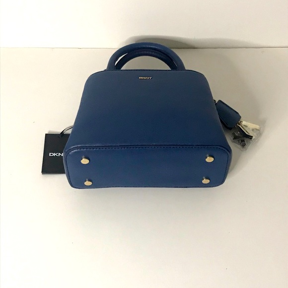 Dkny PAIGE Blue Genuine Leather Small Mini Top Handle Satchel with Handbag Charm - Picture 5 of 5